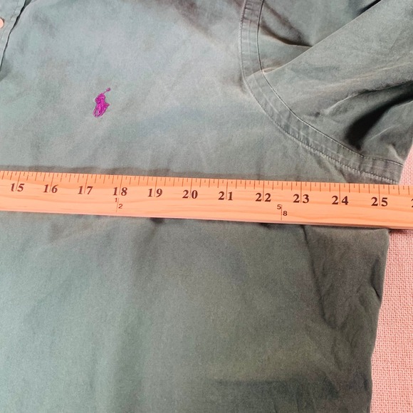 Ralph Lauren Classic Fit Button Down Shirt Green XL Tall Embroidered Pony - Picture 4 of 9